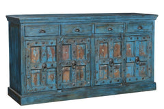 Antique Vintage Doors Large Sideboard Solid Wood And Metal Indian Brocante