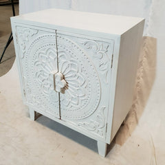 Dynasty French Hand Carved Doors Buffet Cabinet Sideboard White 81x46x92cm