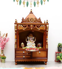 Sheesham Wood Handmade Mandir Home Temple In Brown