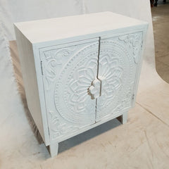 Dynasty French Hand Carved Doors Buffet Cabinet Sideboard White 81x46x92cm