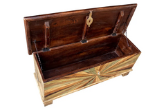 Indian Hand Reclaimed Liberty Solid Wooden Chest Blanket Box Storage Multicolour 115×40×45cm