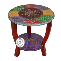 Pandora Hand Painted Round Side Table Multicolour