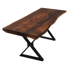 Single Slab Live Edge Clifton Industrial Handcrafted Solid Dining Table