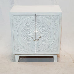 Dynasty French Hand Carved Doors Buffet Cabinet Sideboard White 81x46x92cm