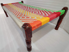 Indian Solid Wood Handmade Rajasthani Charpai Khat Manjhi Woven Charpai Daybed