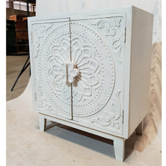 Dynasty French Hand Carved Doors Buffet Cabinet Sideboard White 81x46x92cm