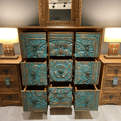 Hand Carved Solid Hard Wood Dresser Chest of Drawers D7