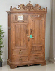 Indian Hand Carved Solid Wooden Cupboard Wardrobe D71