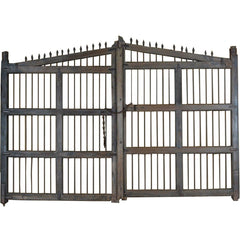 Indian Vintage Antique Handcrafted Wooden Iron Jali Gate Door 59