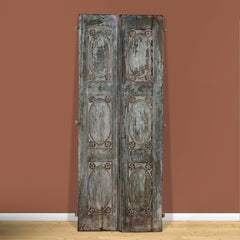 Indian Vintage Antique Hand Carved Reclaimed Wood Door Panel 111