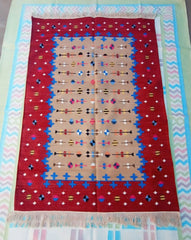 Kilim Wool Handwoven Cotton Dhurrie Durry Rug Jute Floor Covering Pattern 27