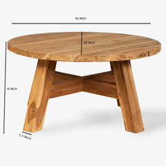 Indian Hand Carved Solid Wood Coffee Table Natural C69