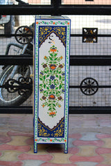 Mughal Indian Hand Painted Solid Wood Cabinet D132