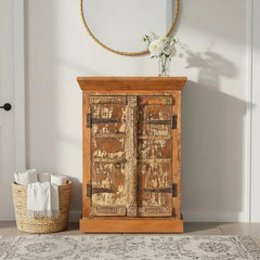 Indian Vintage Hand Carved Solid Wood Cabinet D125