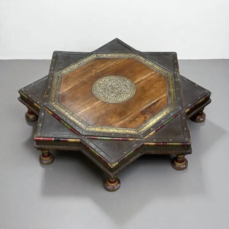 Indian Hand Carved Solid Wood Bajot Coffee Table C58