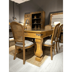 Mughal Hand Painted and Hand Carved Solid Wood Dining Table 12