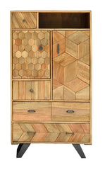 Kraft Bazaar Indian Hand Carved Solid Wooden Cupboard Cabinet D53