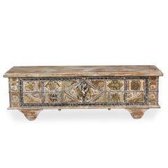 Indian Handmade Solid Wood Brass Fitted Chest Storage Blanket Box B3