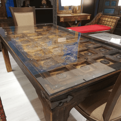 Indian Antique Brass Work Solid Wood Dining Table 05