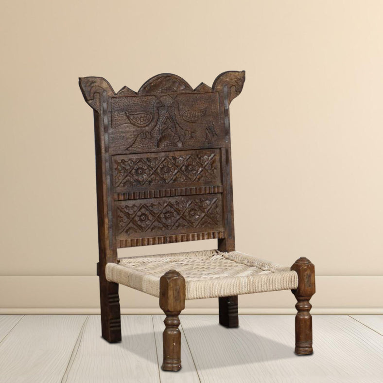 Indian Solid Wood Handmade Woven Pidda Chair 05