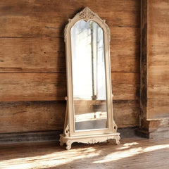 Arched Antique Vintage Hand Carved Solid Wooden Full Length Mirror Frame 44