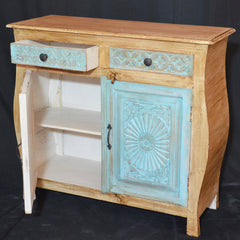 French Colonial solid blue sideboard hutch hand carved 1M