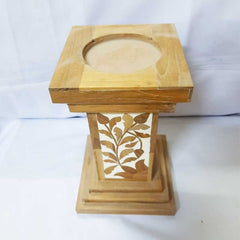 Real Bone Inlay Designer Pillar Vintage Candle Stand Holder Brown