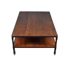 Industrial Iron & Mango Wood Long 2 Tier Coffee Table