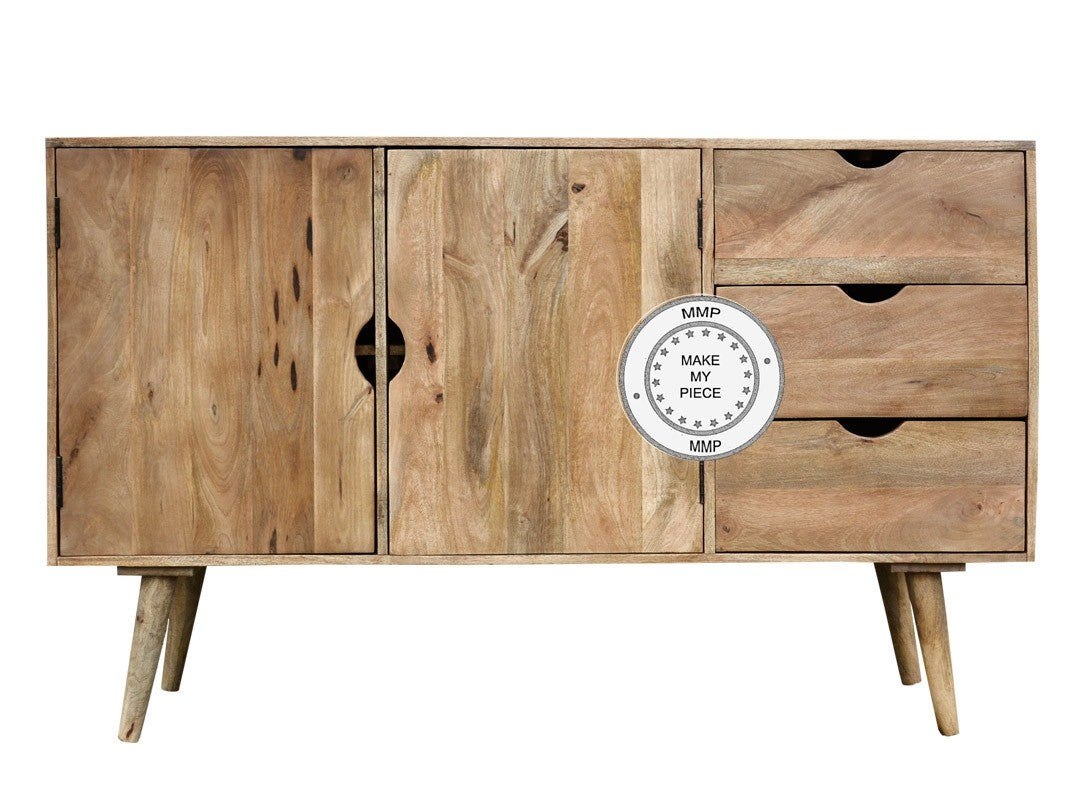 Avalon Contemporary Indian Solid Wood Chest Of Drawers Sideboard Natural