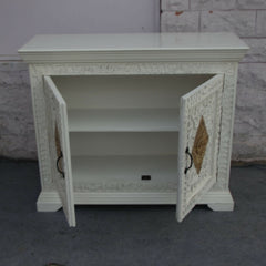 Floral Carved Solidwood Sideboard White 110cm