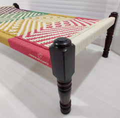 Indian Solid Wood Handmade Rajasthani Charpai Khat Manjhi Woven Charpai Daybed