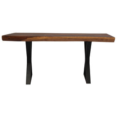 Single Slab Live Edge Clifton Industrial Handcrafted Solid Dining Table