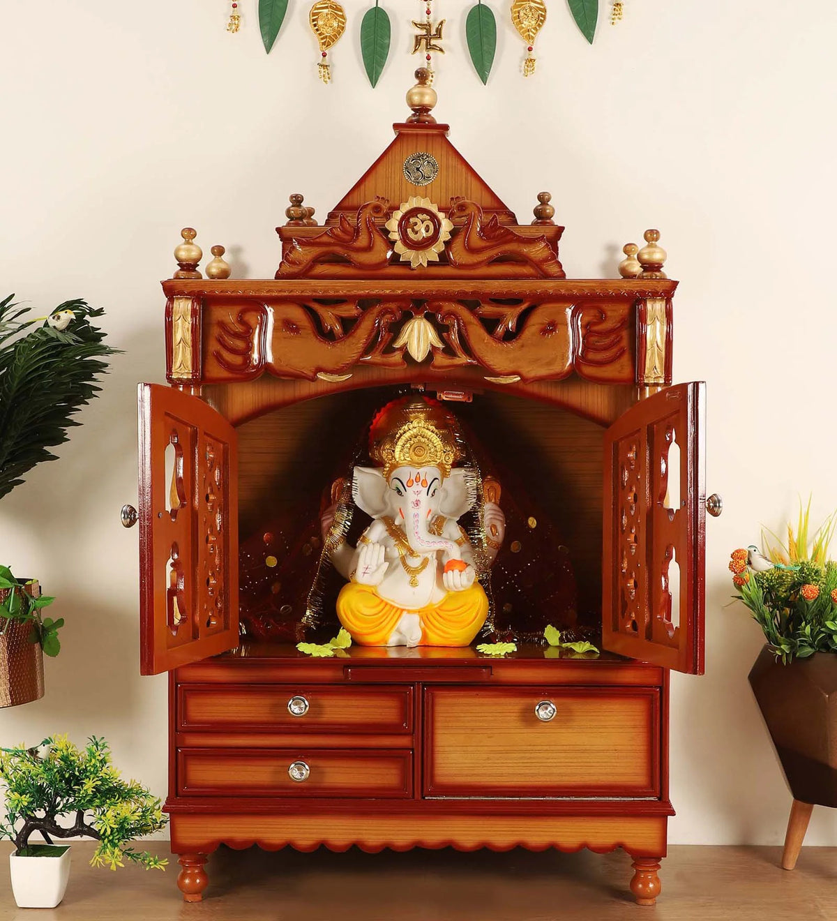 Sheesham Wood Handmade Mandir Home Temple In Brown