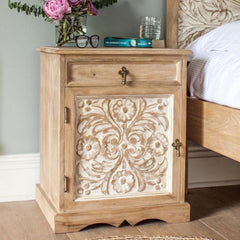 The Attic Jodhpur Solid Wood Bedside Table Natural