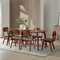 The Attic Paxton Six Seater Dining Set In Honey Finish