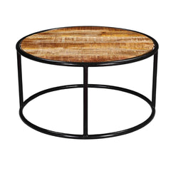 Industrial Round Accent Coffee Table with Iron Legs