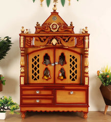 Sheesham Wood Handmade Mandir Home Temple In Brown