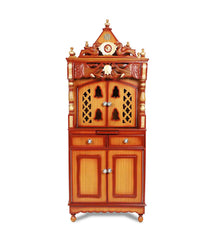 Medium Sized Handmade Sheesham Wood Home Temple In Brown