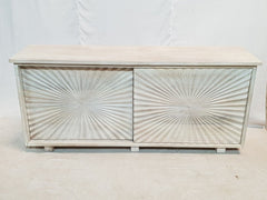 Dynasty French Hand Carved Doors Buffet Large Sideboard White Rustic 172x43x75cm