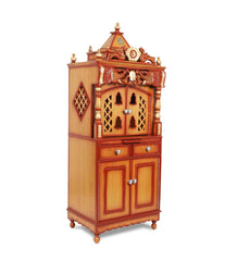 Medium Sized Handmade Sheesham Wood Home Temple In Brown