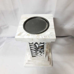 Real Bone Inlay Designer Pillar Vintage Candle Stand Holder White B