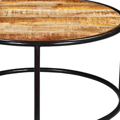 Industrial Round Accent Coffee Table with Iron Legs