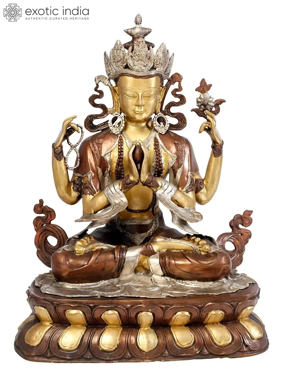 Indian Buddha Tibetan Buddhist Buddha In Brass Statue