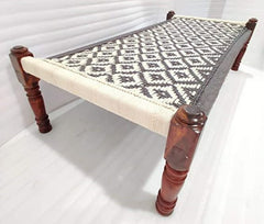 Indian Solid Wood Handmade Rajasthani Charpai Khat Manjhi Woven Charpai Daybed