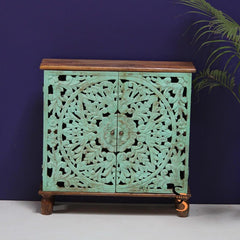 Indian Hand Carved Solid Wood Cabinet D136