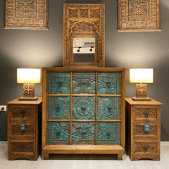 Hand Carved Solid Hard Wood Dresser Chest of Drawers D7