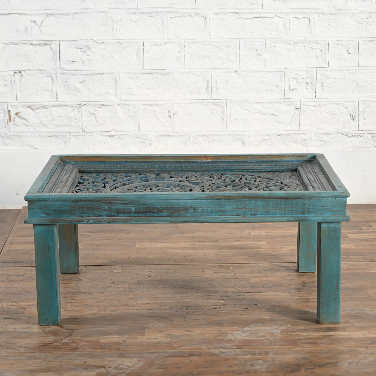 Hand Carved Indian Furniture Jali Reclaimed Wood Coffee Table