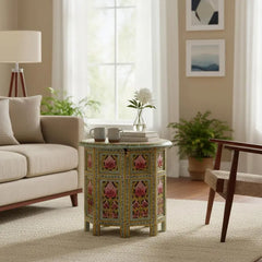Indian Hand Painted Carved Solid Wood Coffee Table C142