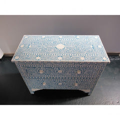 Maaya Bone Inlay Chest Sideboard Blue and White Floral