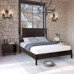 The Gileteen Solid Wood King Sized Bed in Rustic Black